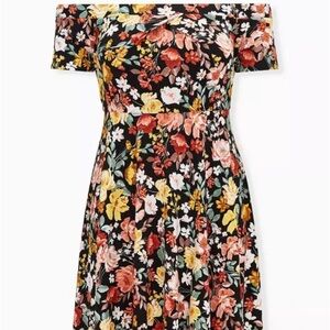 Torrid Mini Studio Luxe Ponte Off-Shoulder Skater Dress